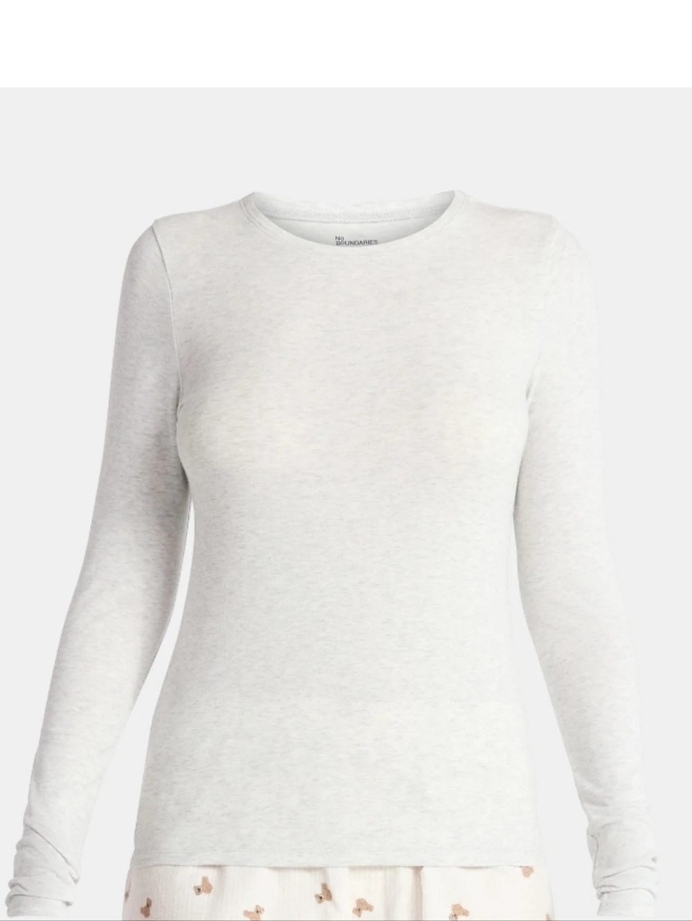 No Boundaries Crewneck Tee with Long Sleeves, Women's